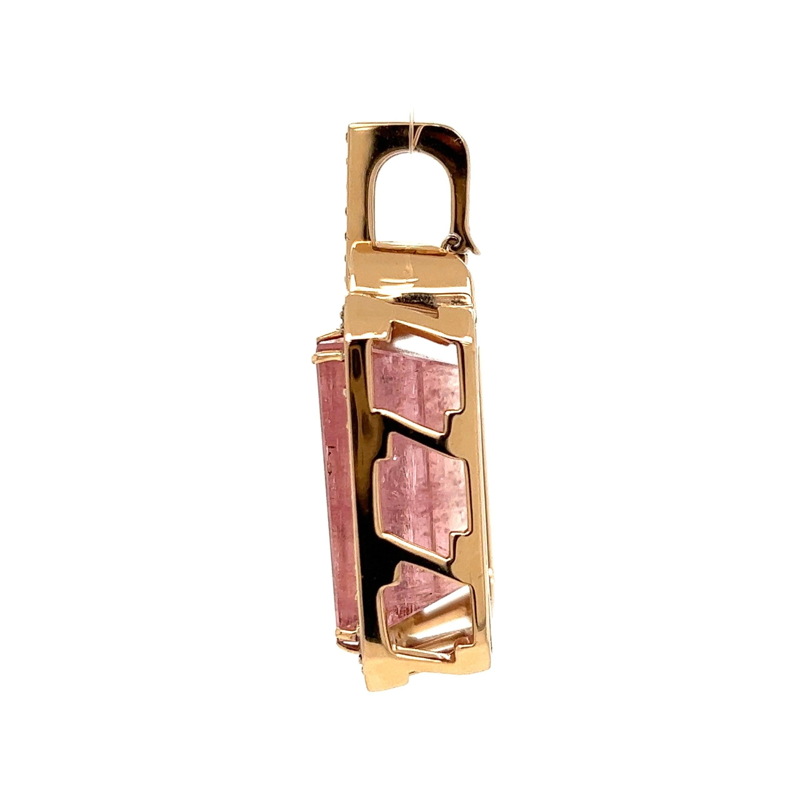 Mixed Cut 25 Carat Pink Tourmaline and Sapphire Robert Wander Designer Gold Necklace