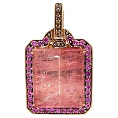 25 Carat Pink Tourmaline and Sapphire Robert Wander Designer Gold Necklace