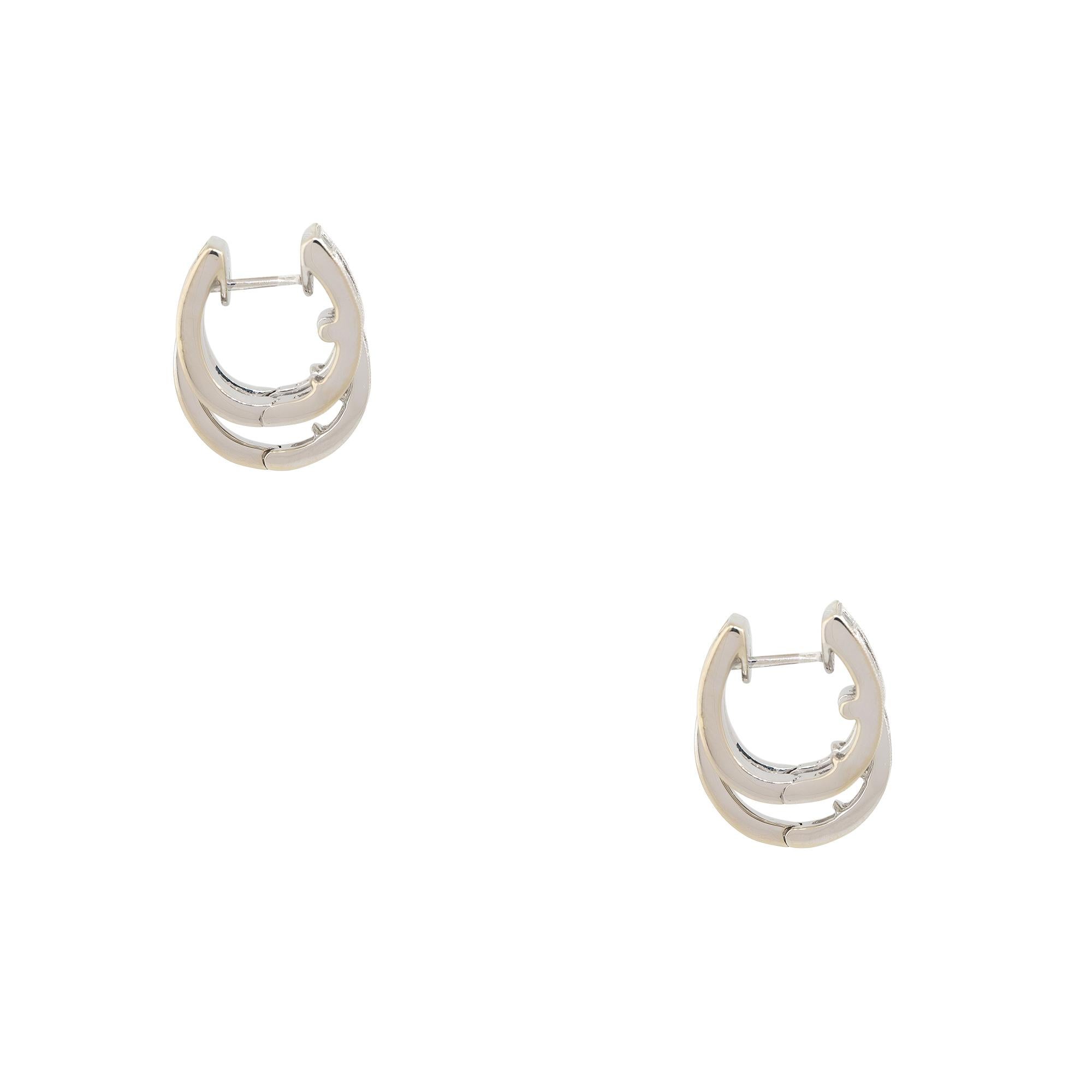 Round Cut 2.5 Carat Princess cut Diamond 3-Row Huggie Style Earrings 18 Karat In Stock For Sale