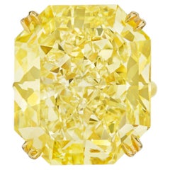 25 Carat Radiant Statement Fancy Yellow 14K White Gold Sunlit Royal Radiance