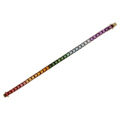 25 Carat Rainbow Gemstone Unisex Tourmaline Tennis Bracelet