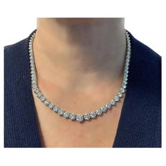 20 Carat Riviera Round Brilliant Cut Necklace 18 Carats White Gold