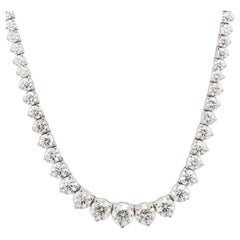 25 Carat Riviera Round Brilliant Cut Necklace 18 Carats White Gold
