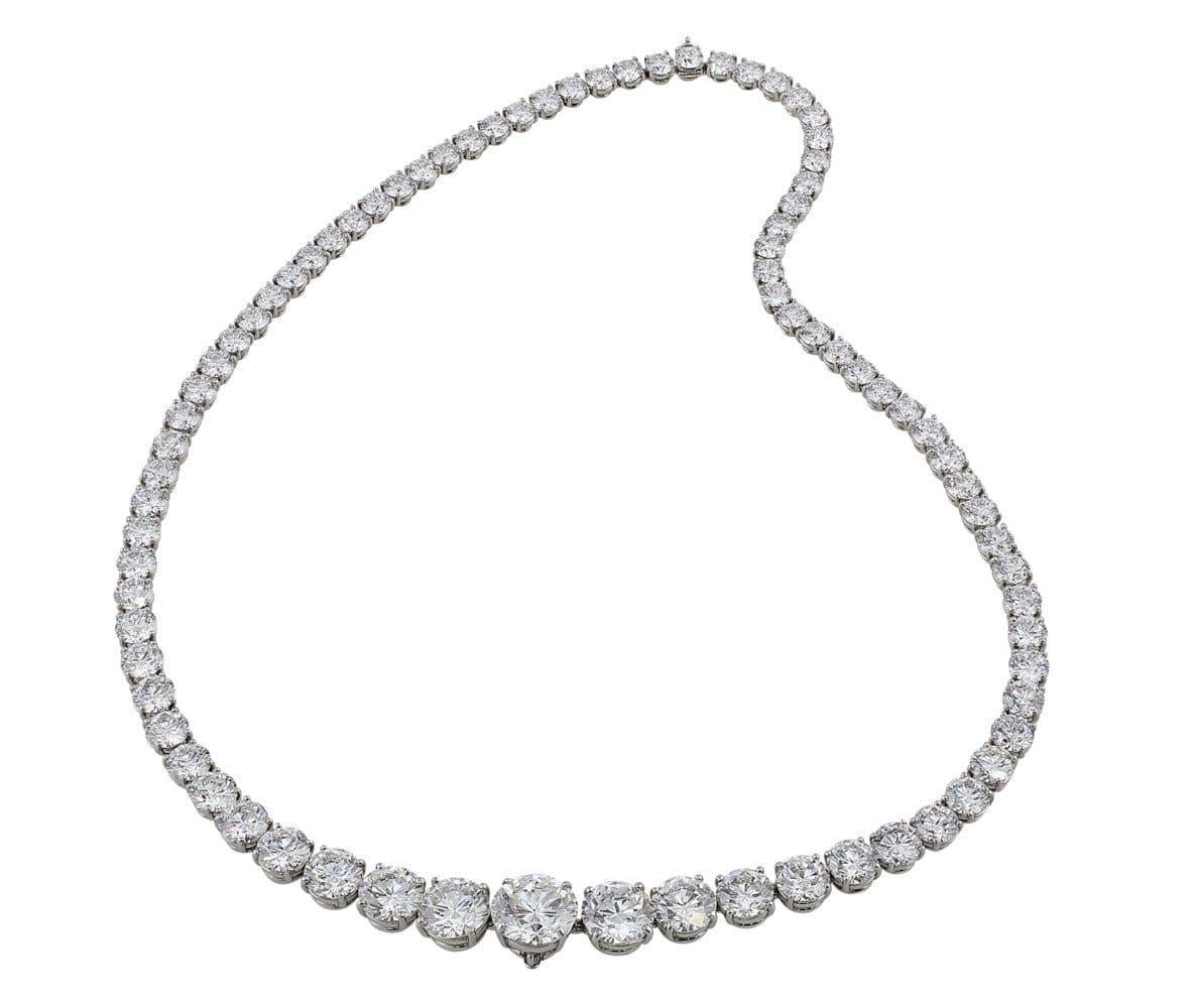 Moderno 20 Carat Riviera Round Brilliante Cut Collana in oro bianco 18 carati in vendita