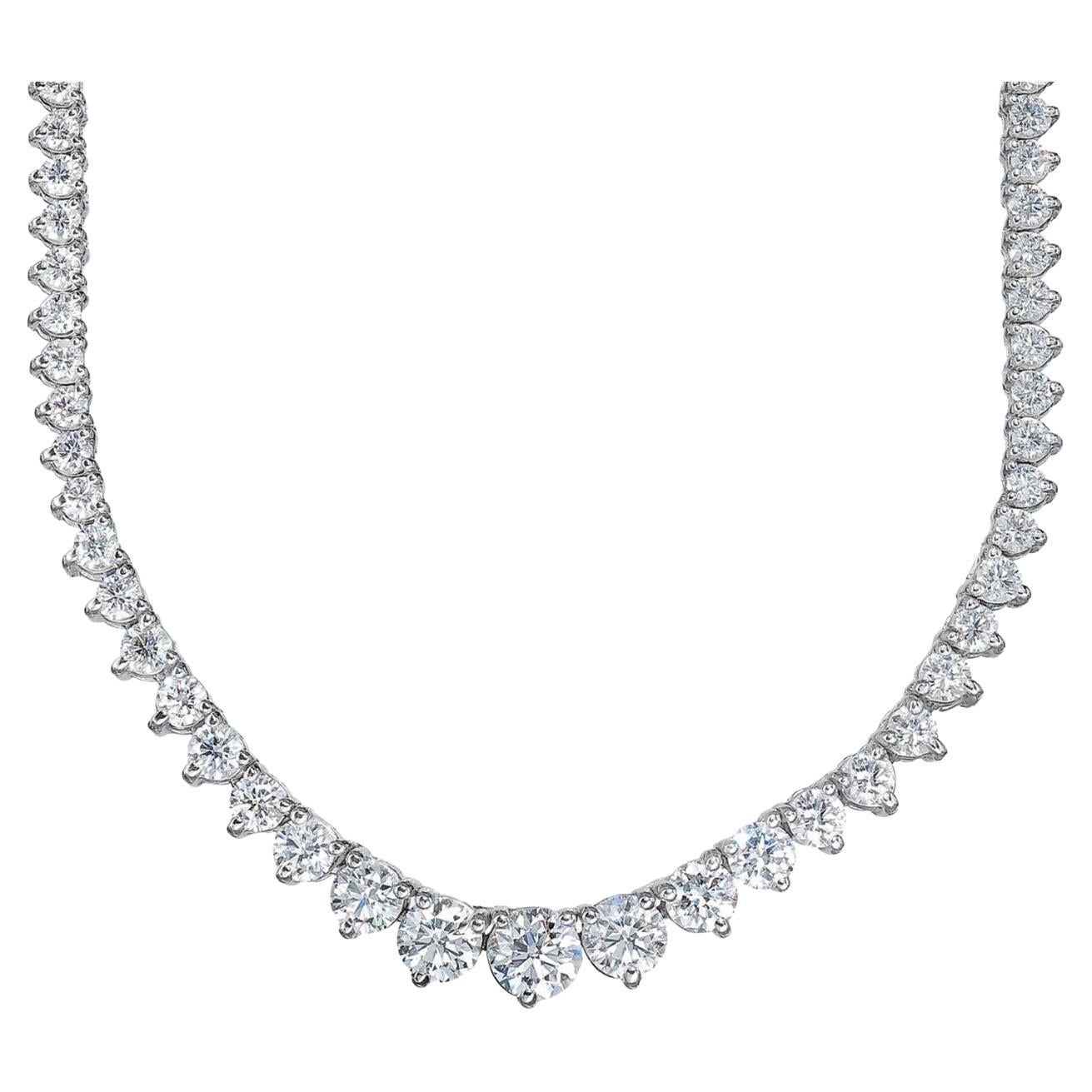 40 Carat Round Brilliant Cut Diamond Riviera Necklace For Sale at