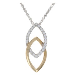 .25 Carat Round Brilliant Diamond Pendant Necklace, 14 Karat Gold Leaf Design