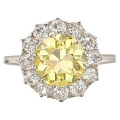 2.5 Carat Round Brilliant Statement Fancy Yellow 14K Gold Sunlit Royal Radiance