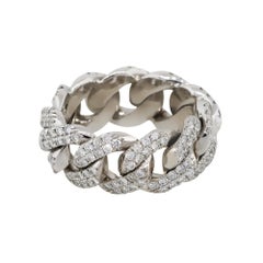 2.5 Carat Round Cut Diamond Pave Cuban Link Ring 14 Karat