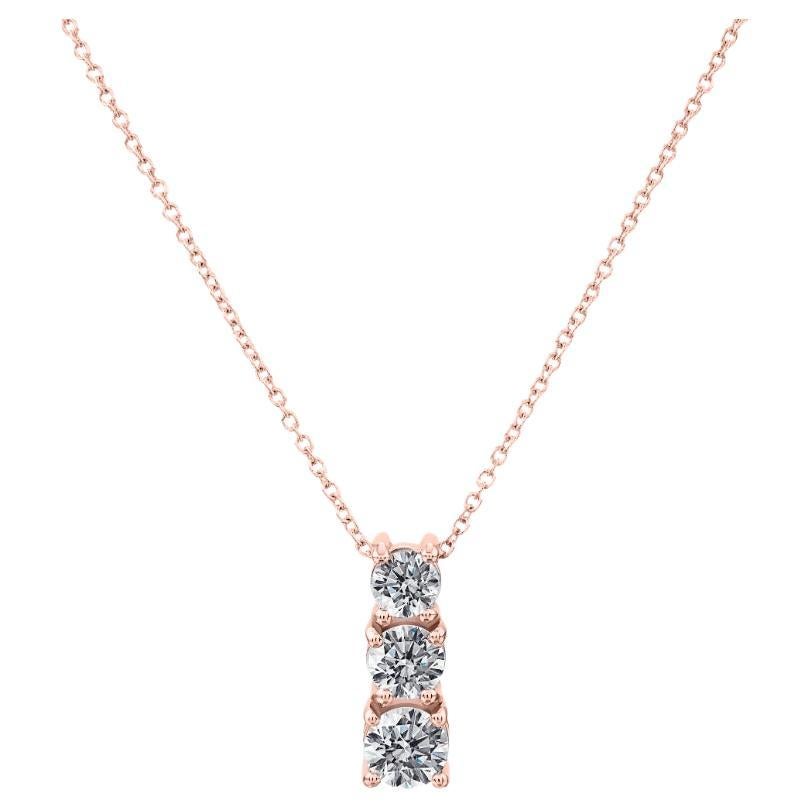 .25 Carat Round Diamond Pendant in 14 Karat Rose Gold For Sale