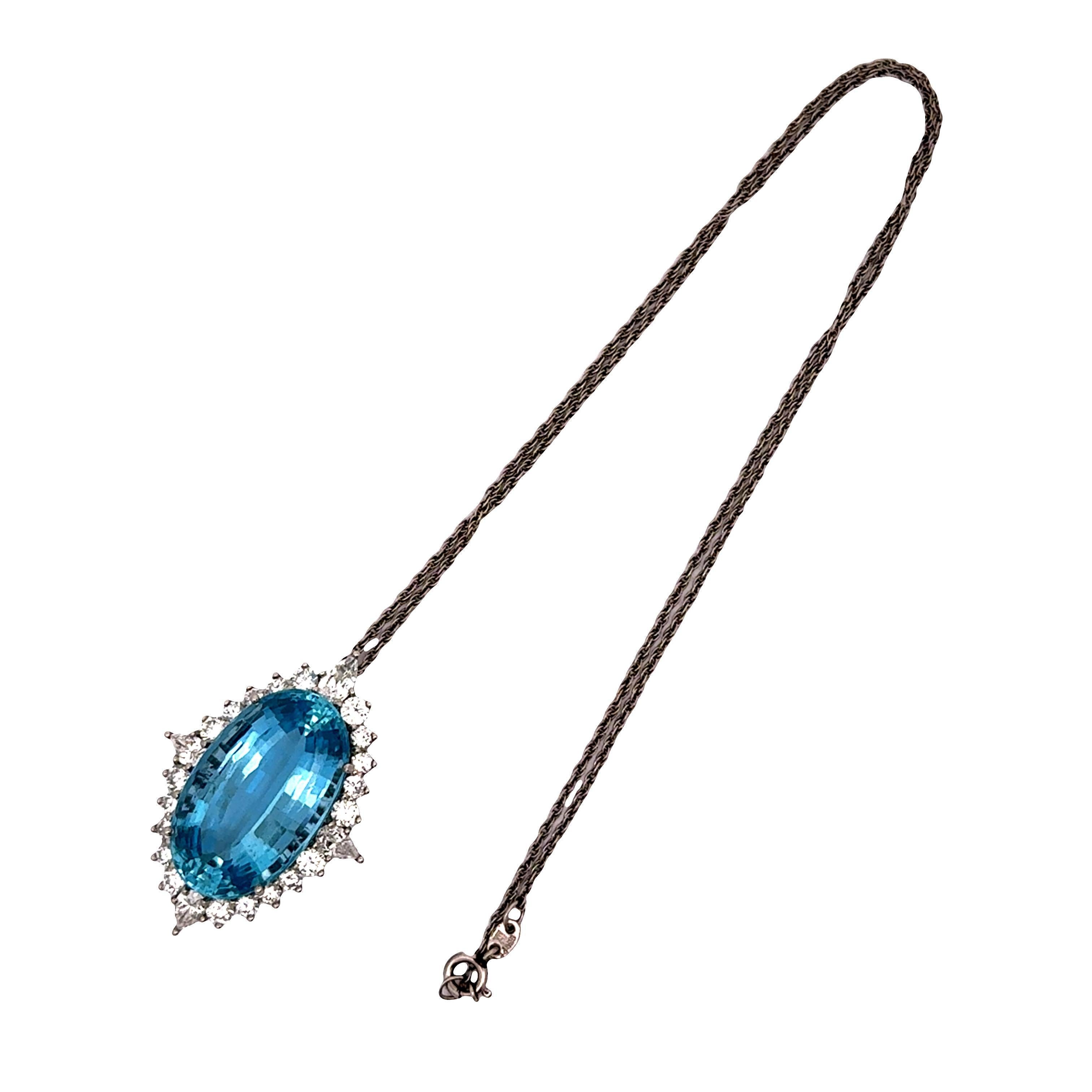 De las mujeres Collar Colgante Halo Platino Santa María Diamante Aguamarina 25 Quilates en venta