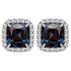 2.5 Carat Sapphire Spinel Diamond 14 Karat White Gold Stud Earrings