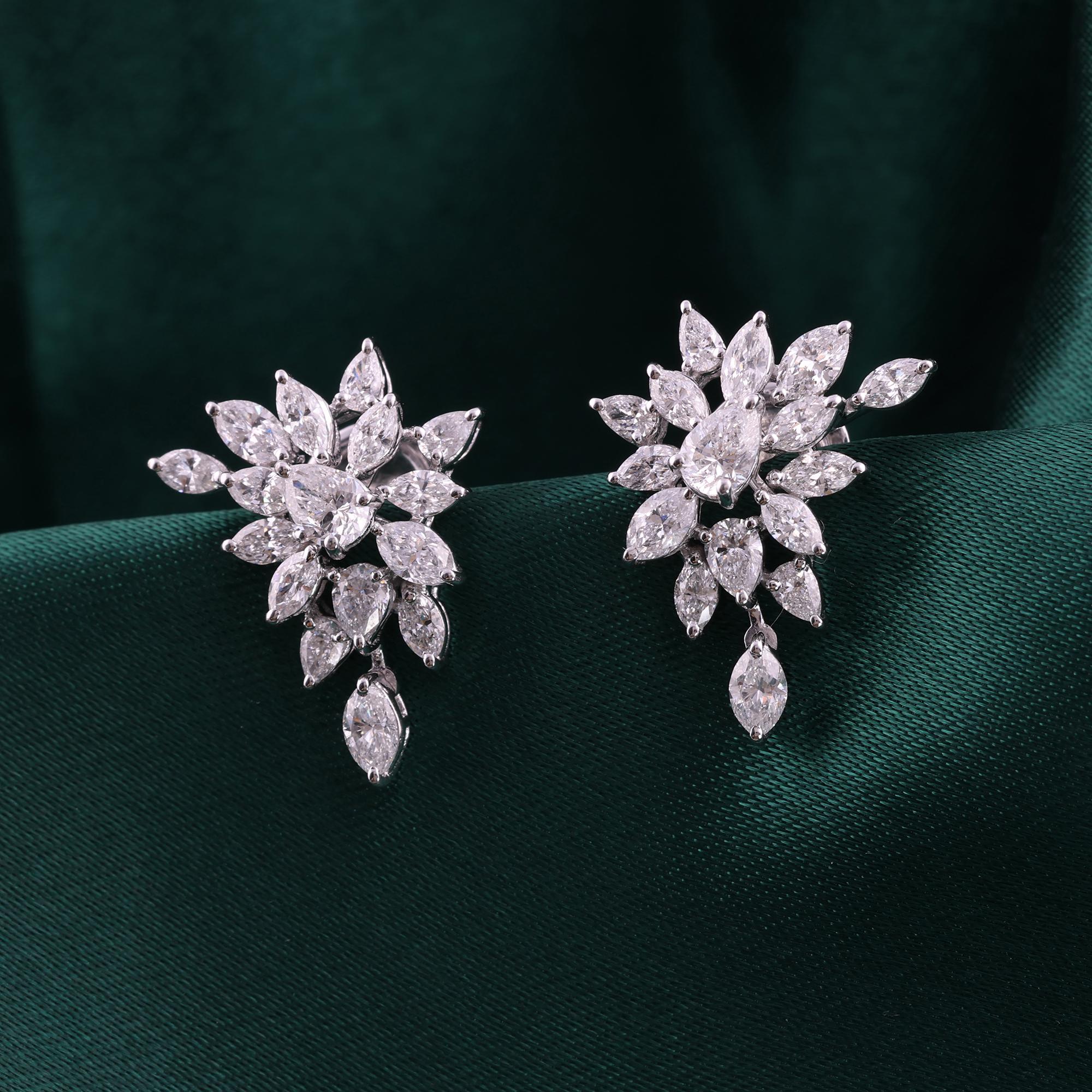 2.5 Carat SI Clarity HI Color Pear Marquise Diamond Earrings 14 Karat White Gold Corte marquesa en venta