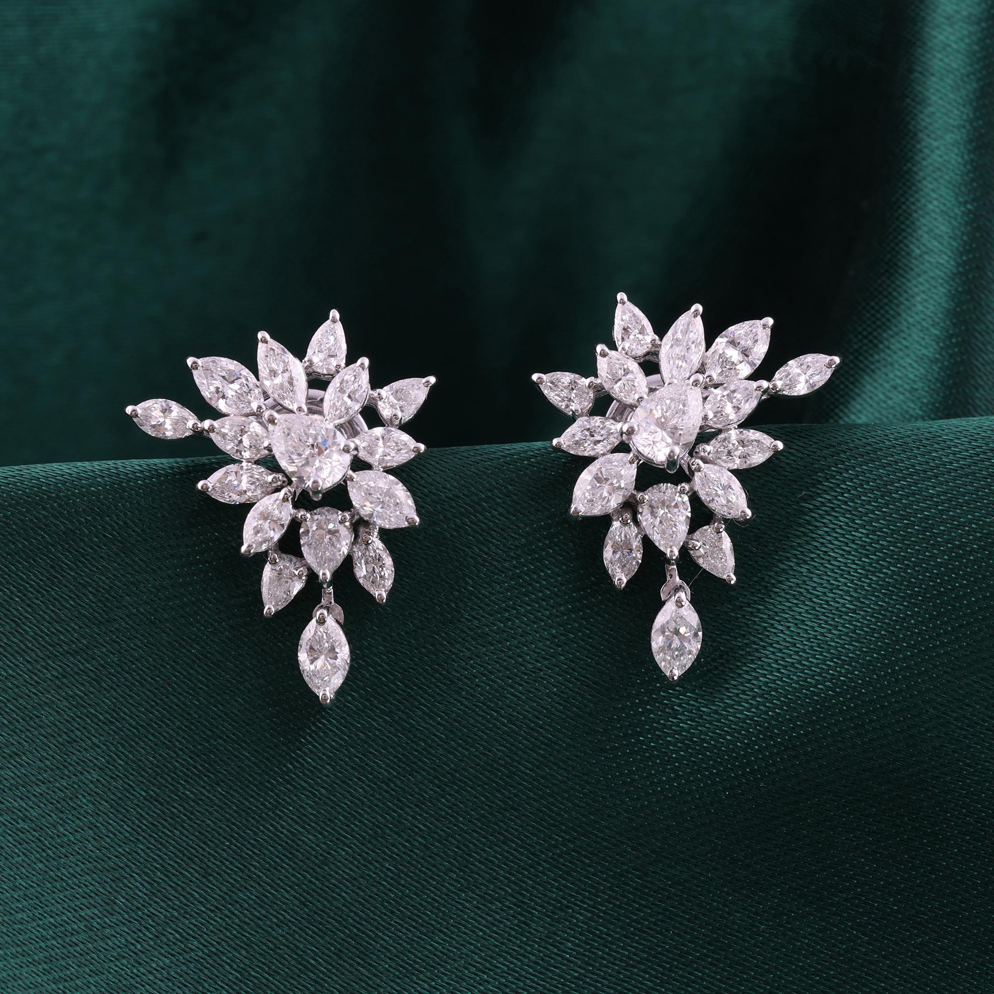 2.5 Carat SI Clarity HI Color Pear Marquise Diamond Earrings 18 Karat White Gold In New Condition For Sale In Diera, AE
