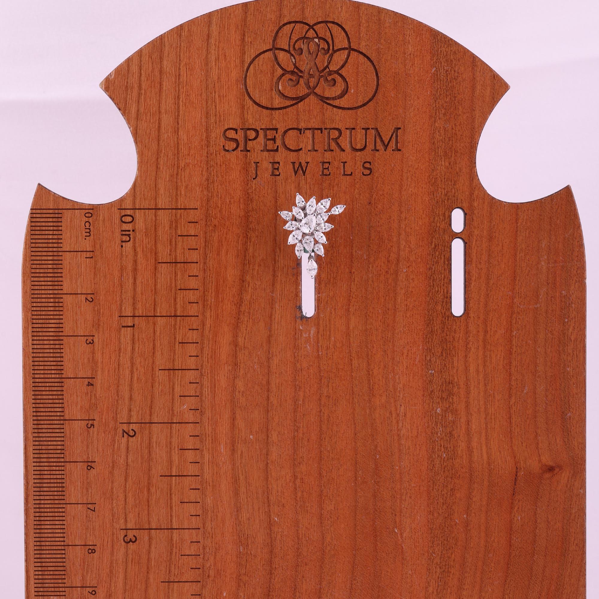 2.5 Carat SI Clarity HI Color Pear Marquise Diamond Earrings 18 Karat White Gold For Sale 2