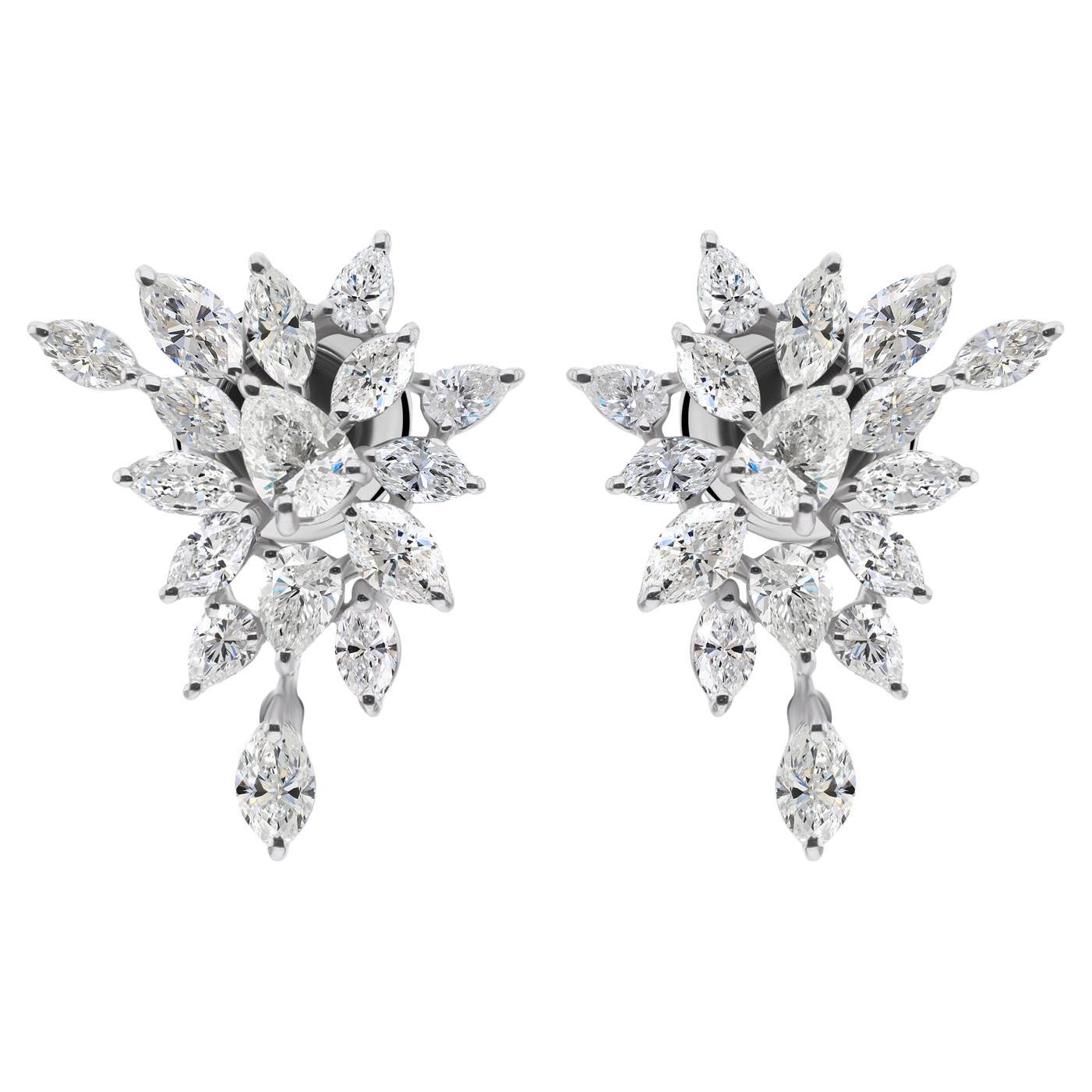 Orecchini di diamanti marquise a pera da 2,5 carati SI Clarity HI Color Oro bianco 18 carati