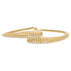 2.5 Carat SI/H Diamond Snake Design Choker Necklace 14 Karat Yellow Gold Jewelry