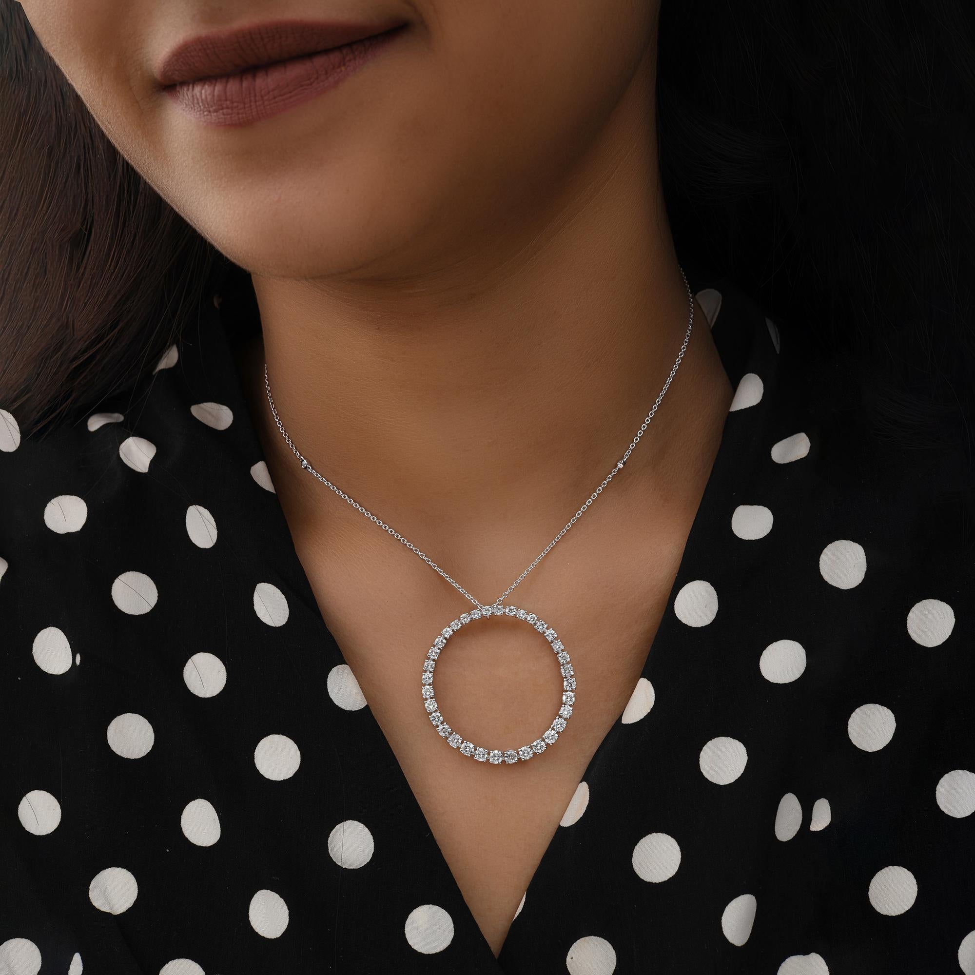De las mujeres Collar Colgante Círculo Diamante Brillante Redondo SI/H 2,5 Quilates Oro Blanco 18k en venta
