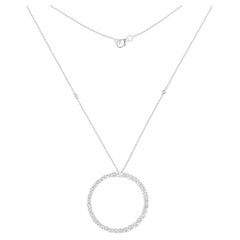 Collana con ciondolo a cerchio con diamanti tondi e brillanti da 2,5 carati SI/H in oro bianco 18k