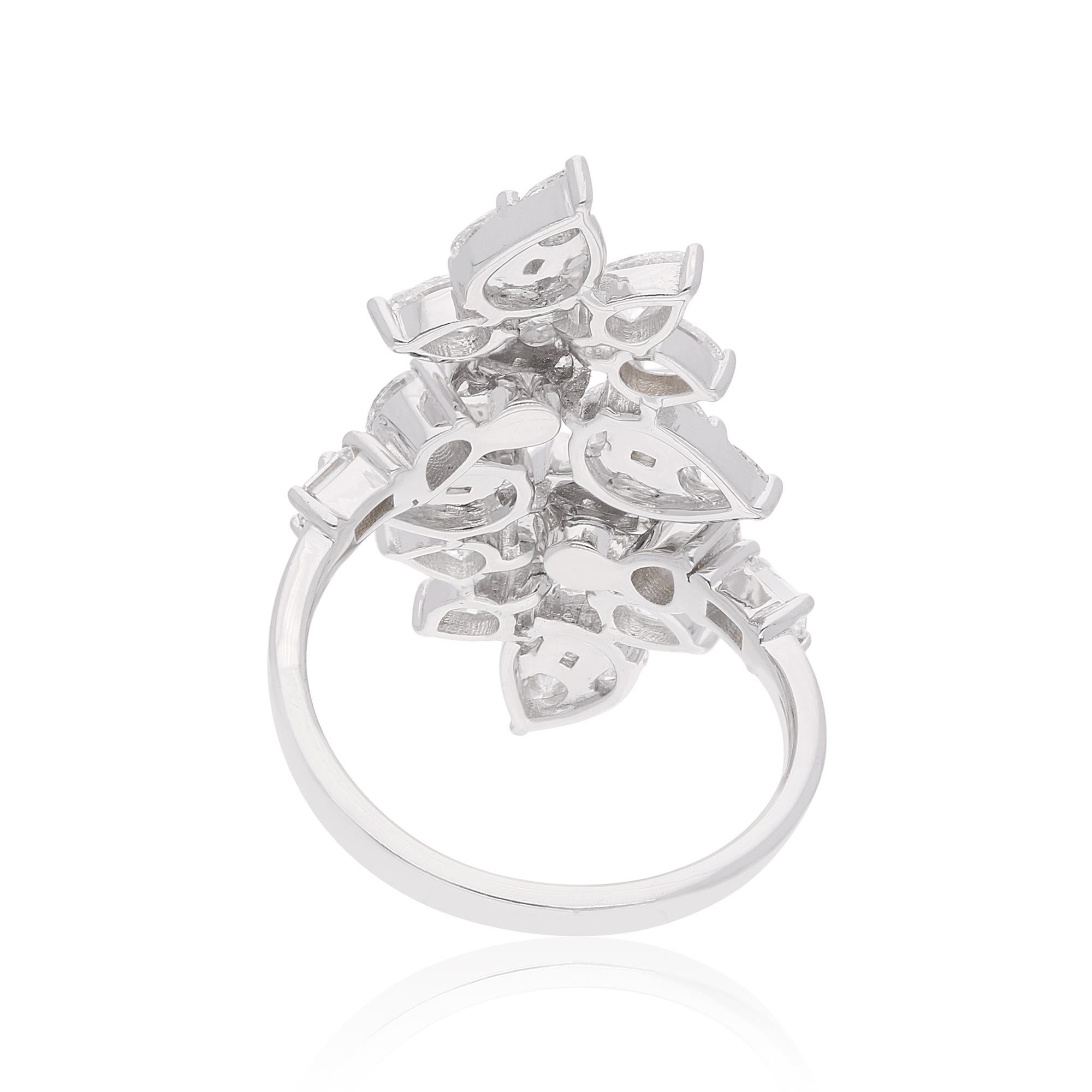 Taglio baguette Anello con diamante rotondo Baguette Marquise da 2,5 carati SI/HI Gioielli in oro bianco 18 carati in vendita