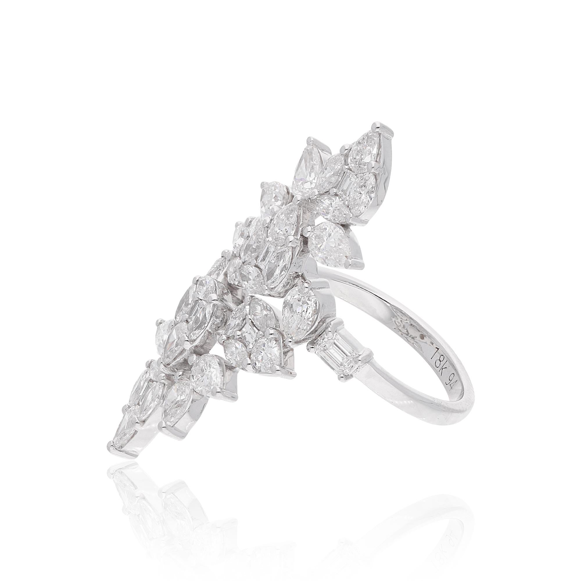 Anello con diamante rotondo Baguette Marquise da 2,5 carati SI/HI Gioielli in oro bianco 18 carati In condizioni Nuovo in vendita a Diera, Dubai