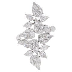 2.5 Carat SI/HI Baguette Marquise Round Diamond Ring 18 Karat White Gold Jewelry