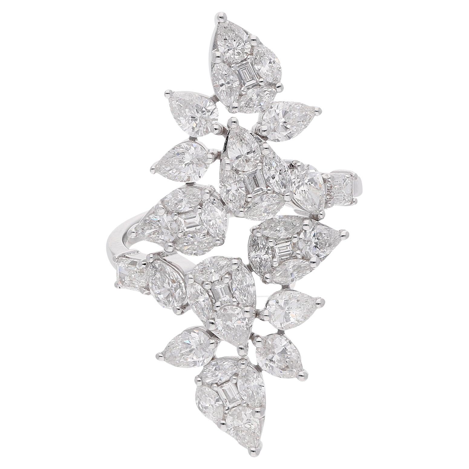 Anillo de diamantes redondo marquesa SI/HI de 2,5 quilates Joyas de oro blanco de 18 quilates en venta