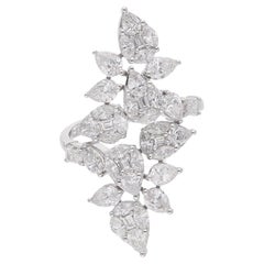 2,5 Karat SI/HI Baguette-Marquise-Diamantring aus 18 Karat Weißgold mit rundem Diamanten