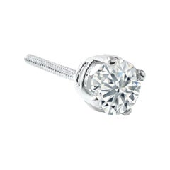 25 Carat Single Diamond Stud Earring in 14 Karat White Gold Screwback Style