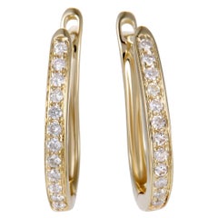 .25 Carat Small 14 Karat Yellow Gold Diamond Hoop Earrings