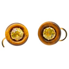 Pendientes de esfena (titanita) y tigerita de 2,5 quilates,  Oro rosa de 18 quilates, Austy Lee