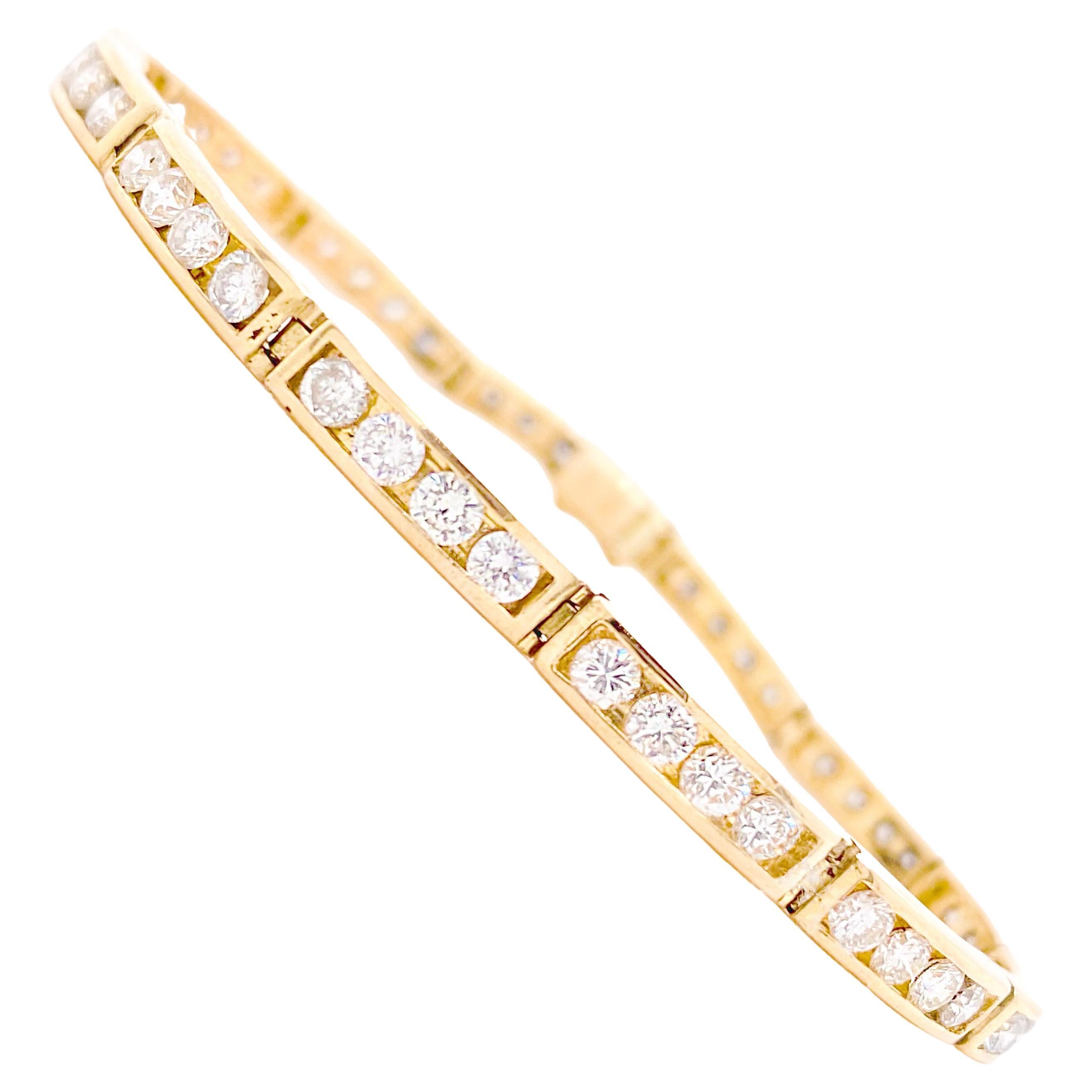 Tennis Bracelet 2.50 Carats Diamonds Curved Channels, Riviera Line Bracelet For Sale