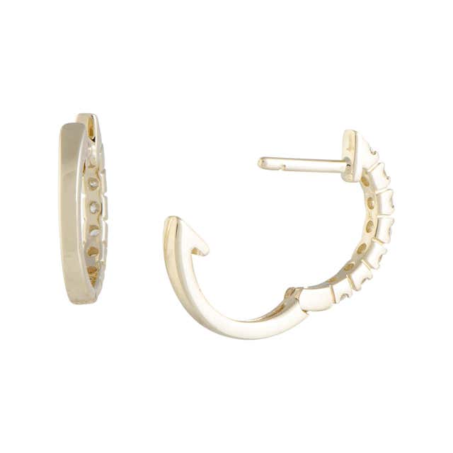 .25 Carat Tiny 14 Karat Yellow Gold Diamond Hoop Earrings at 1stDibs