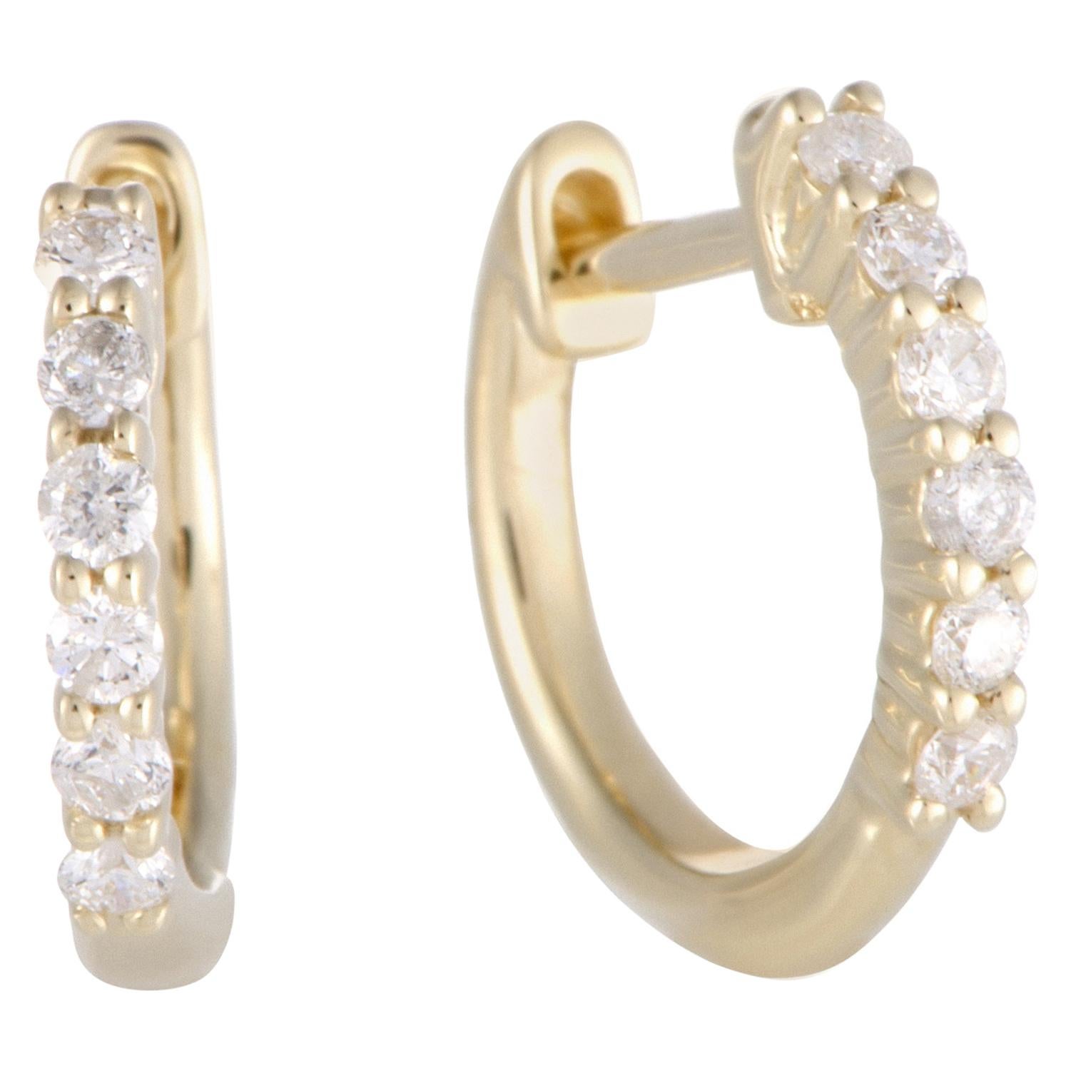 .25 Carat Tiny 14 Karat Yellow Gold Hoop Earrings