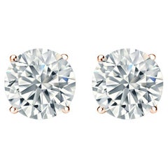 .25 Carat Total Diamond Four Prong Stud Earrings in 14k Rose Gold