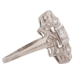 25 Karat Gesamtgewicht Art Deco Diamant Platin Verlobungsring