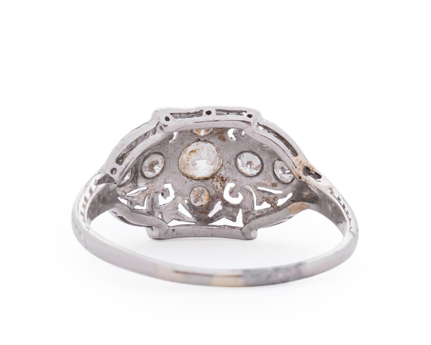 Old European Cut .25 Carat Total Weight Art Deco Diamond Platinum Engagement Ring For Sale