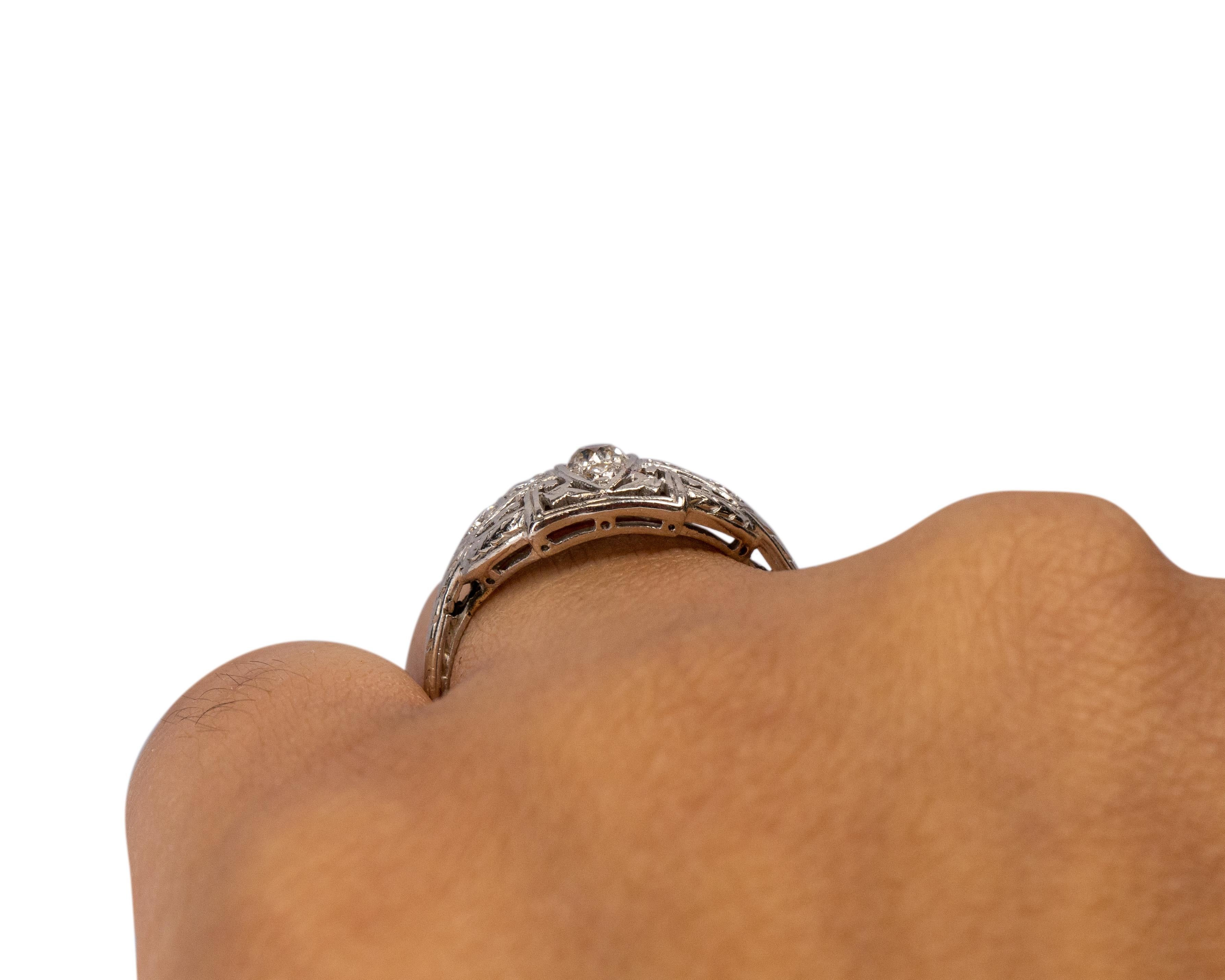 Bague de fiançailles Art déco en platine avec diamants d'un poids total de 0,25 carat en vente 1