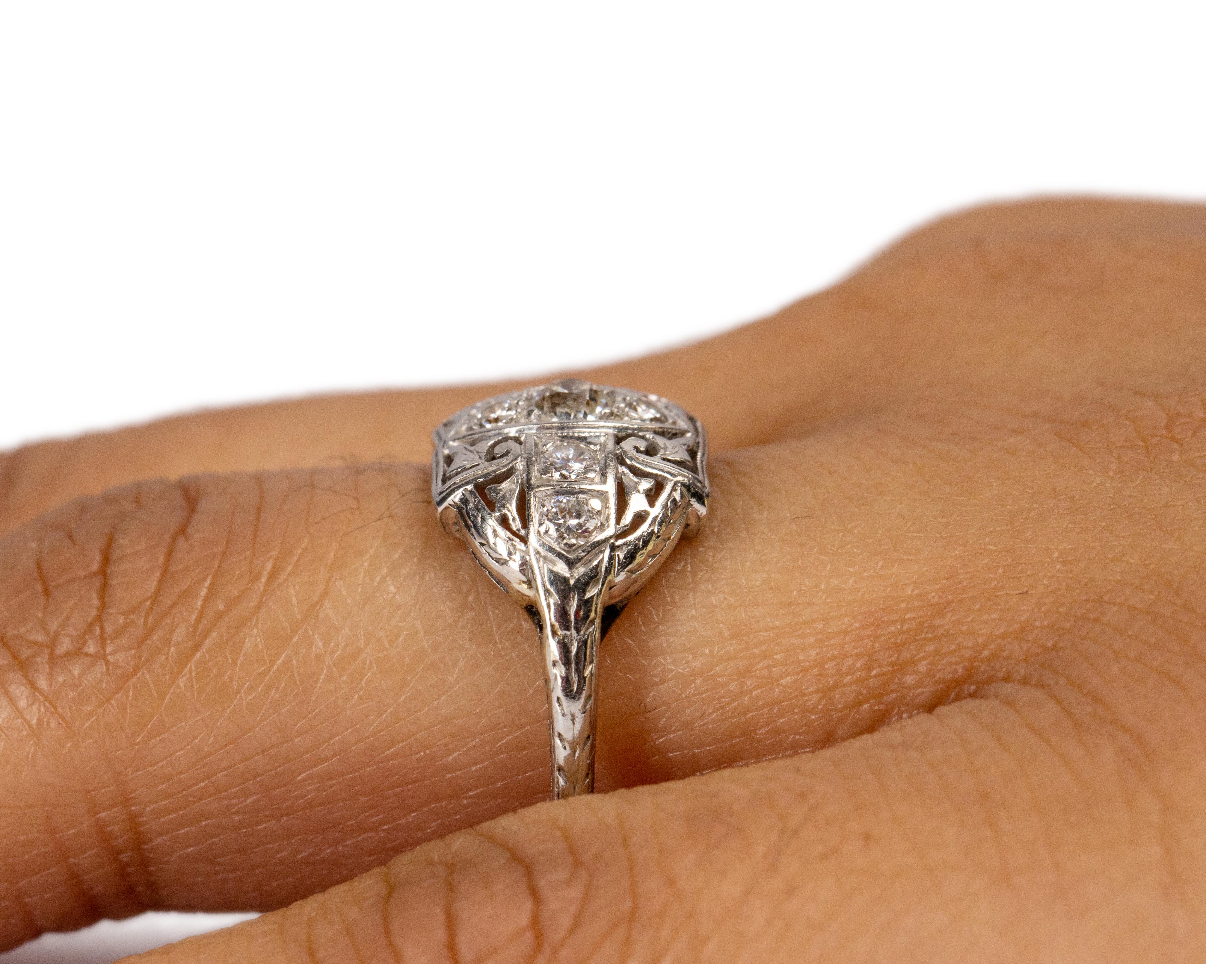 .25 Carat Total Weight Art Deco Diamond Platinum Engagement Ring For Sale 1