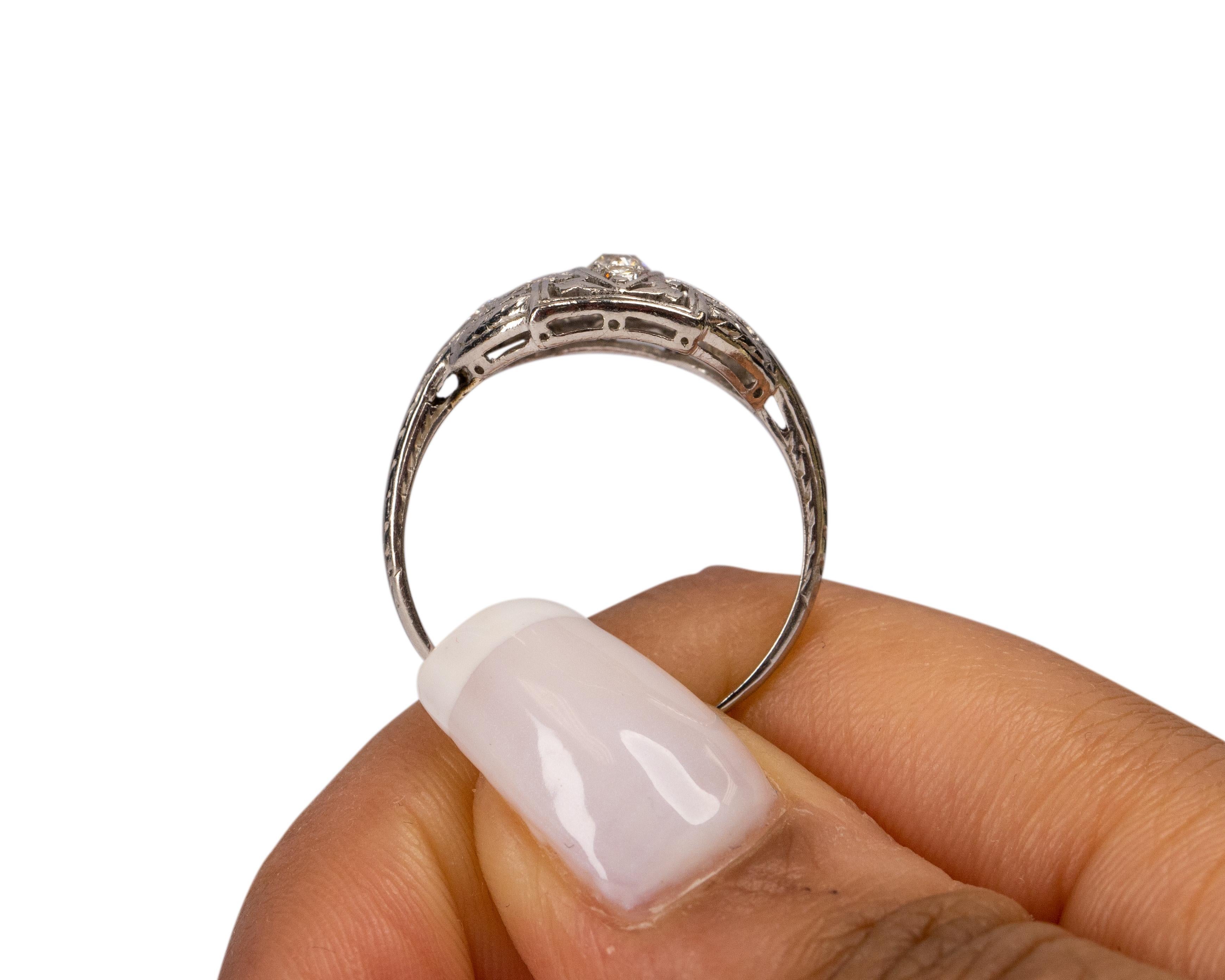 .25 Carat Total Weight Art Deco Diamond Platinum Engagement Ring For Sale 2