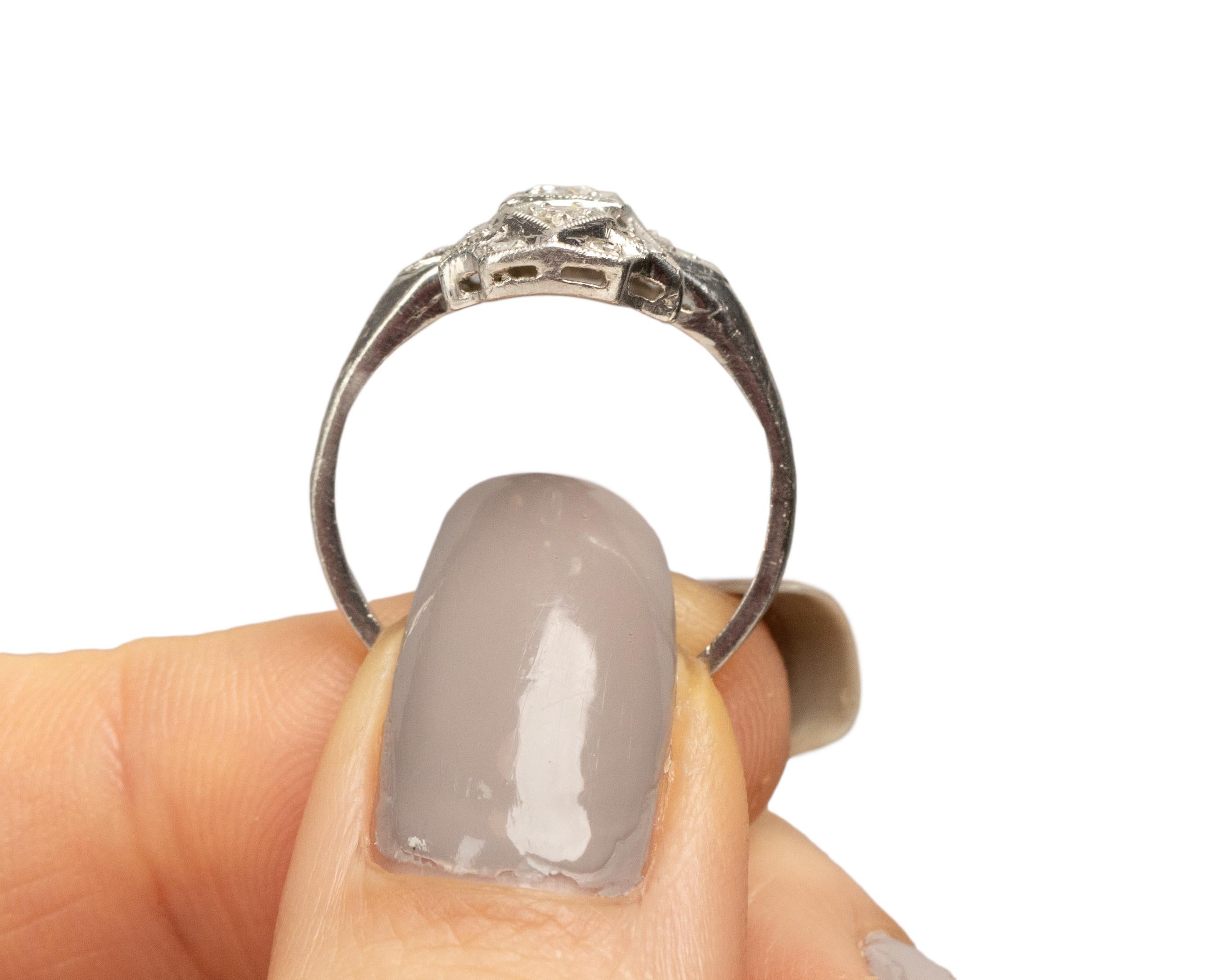.25 Carat Total Weight Art Deco Diamond Platinum Engagement Ring For Sale 3