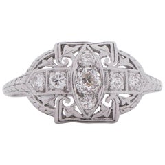 Antique .25 Carat Total Weight Art Deco Diamond Platinum Engagement Ring