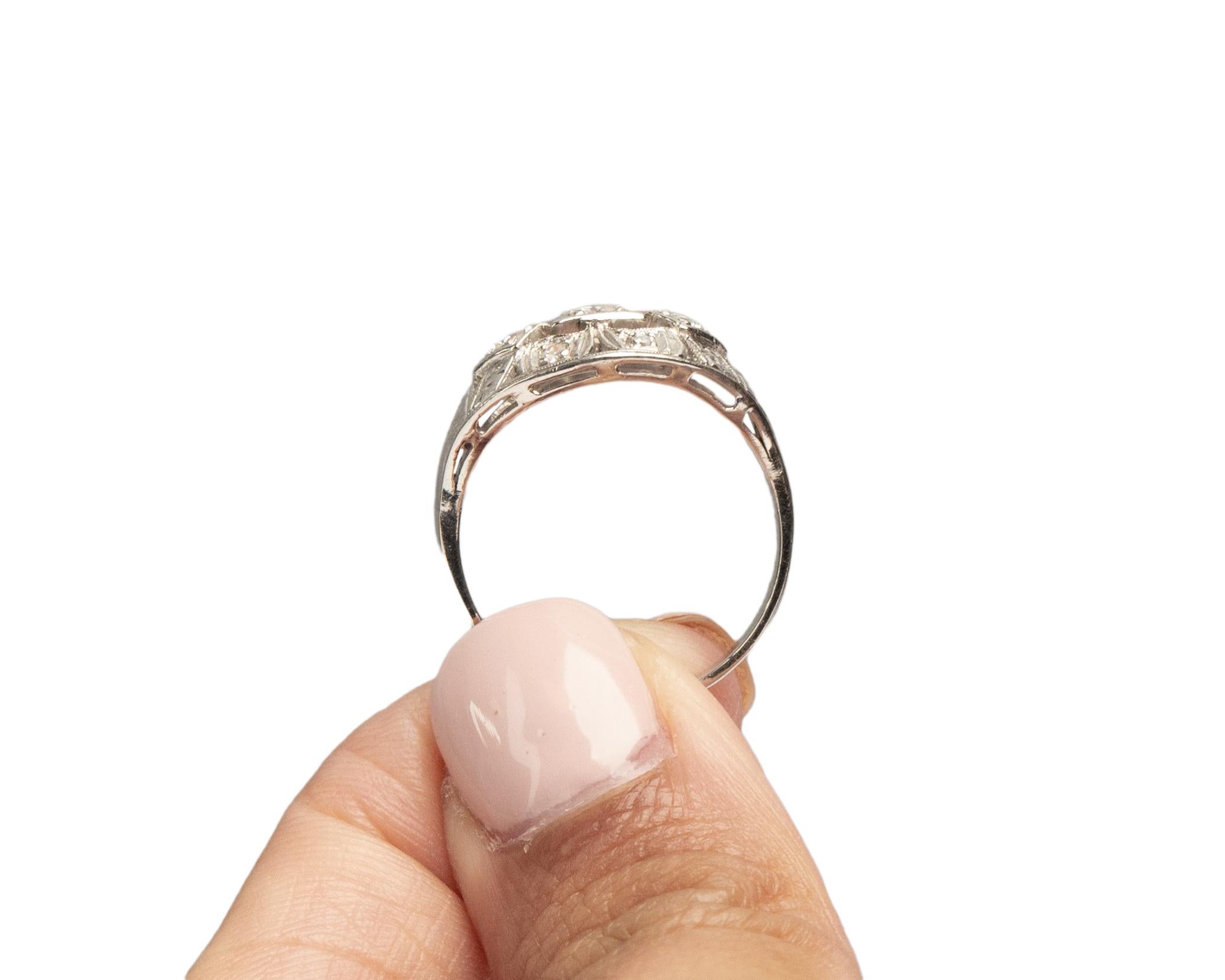Art Deco .25 Carat Total Weight Diamond Platinum Engagement Ring For Sale