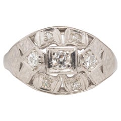 Vintage .25 Carat Total Weight Diamond Platinum Engagement Ring