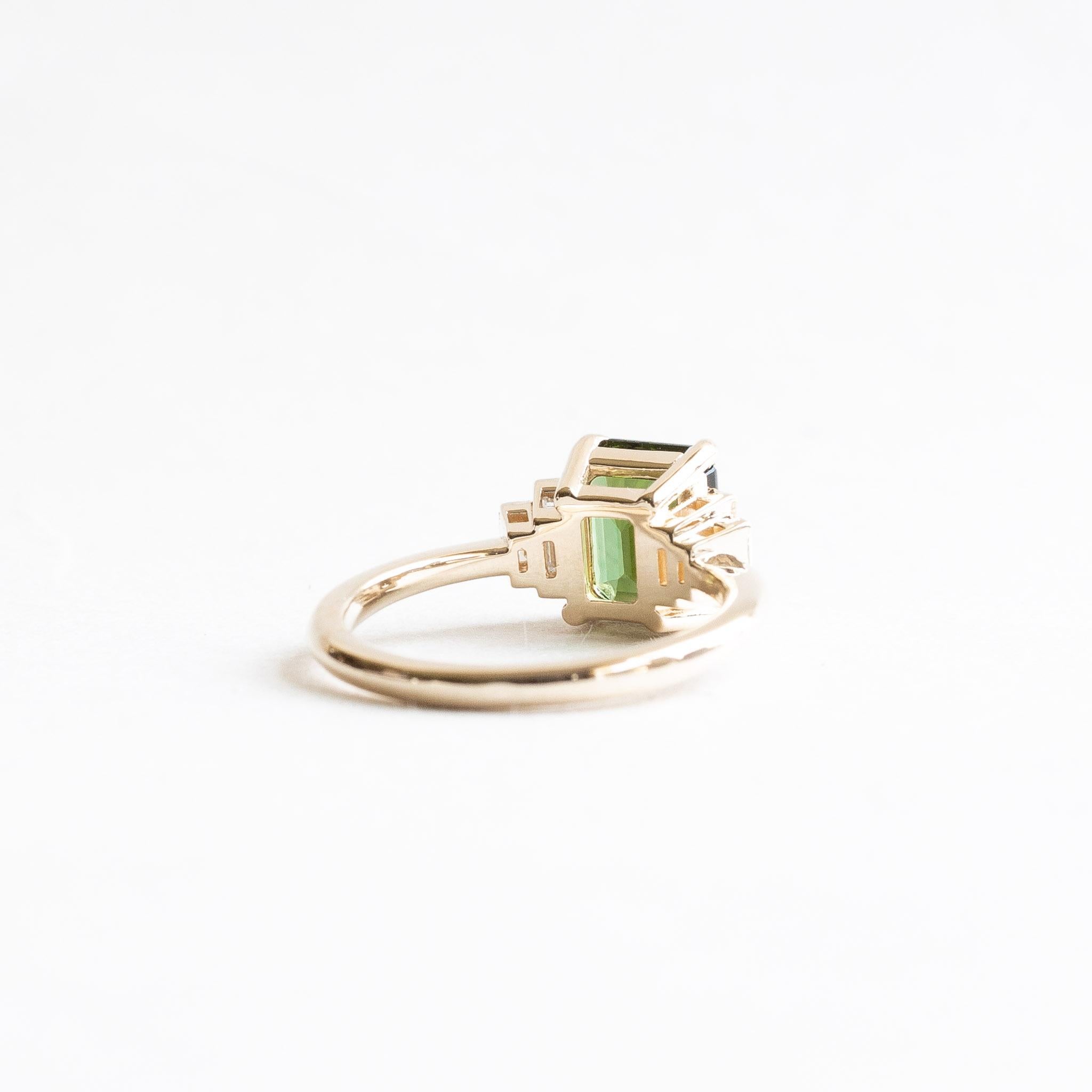 Art Deco 2.5 Carat Tourmaline Diamond Engagement Ring For Sale