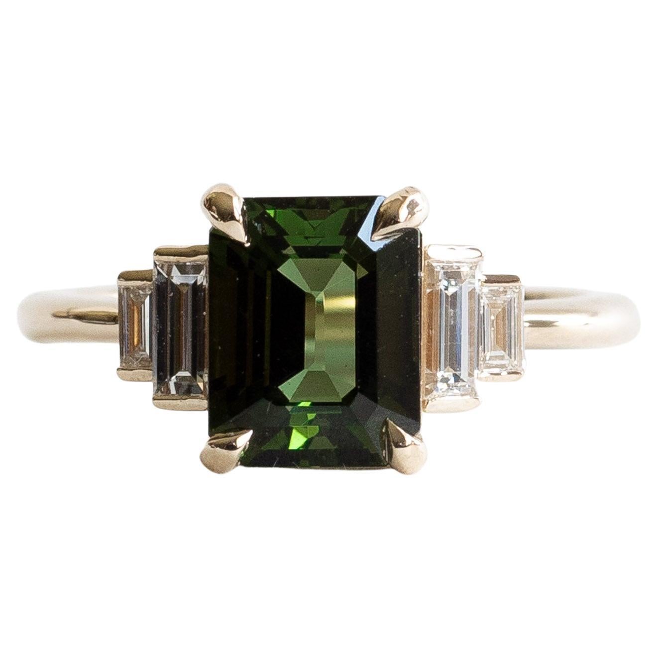 2.5 Carat Tourmaline Diamond Engagement Ring For Sale