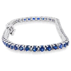 2.5 Carat Vivid Blue Soothing Sapphire Classical Tennis Bracelet 18K