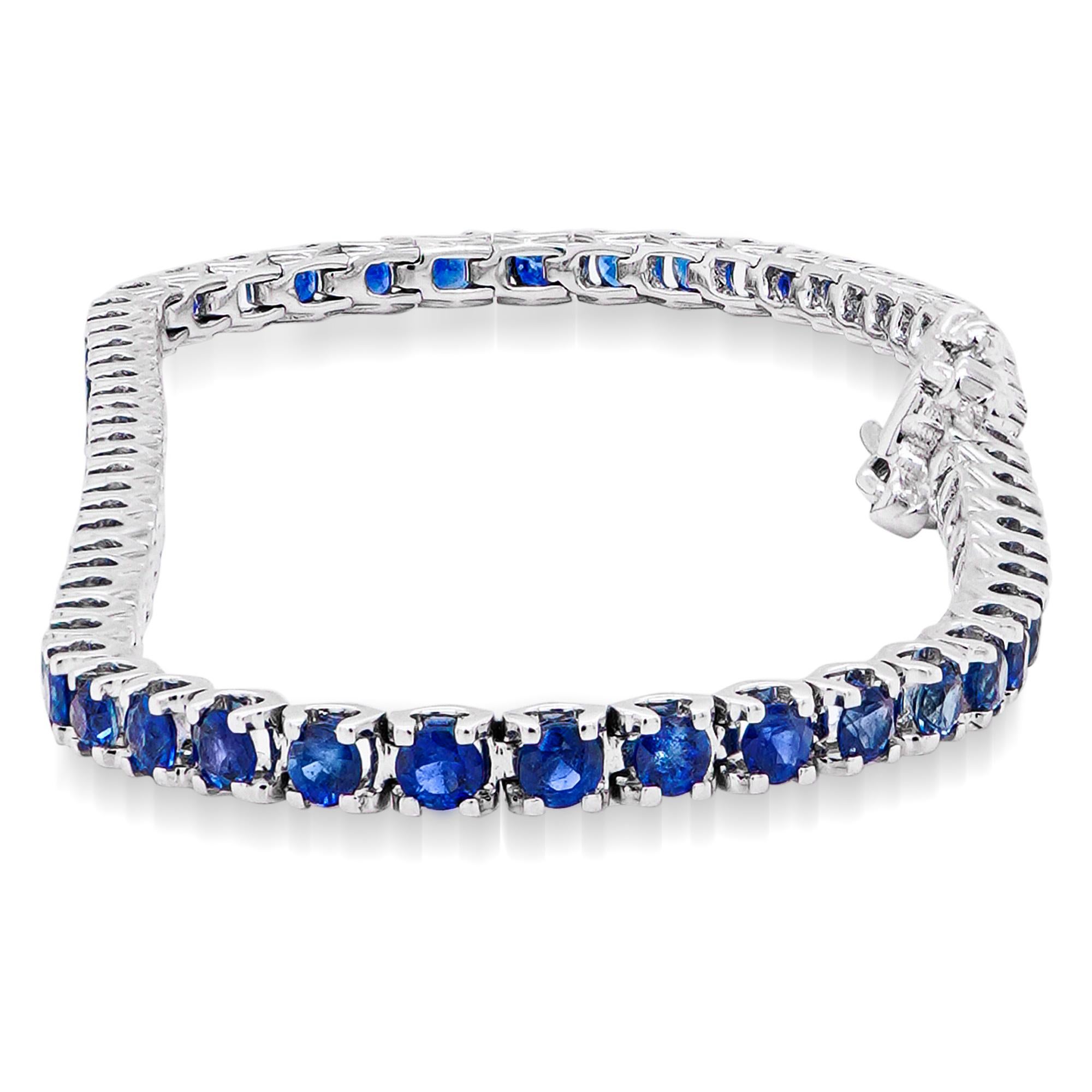 2,5 Karat Vivid Blue Soothing Sapphire Klassisches Tennisarmband 18K (Rundschliff)