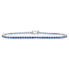 2.5 Carat Vivid Blue Soothing Sapphire Classical Tennis Bracelet 18K