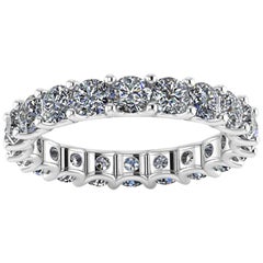 Bague d'éternité empilable en platine 950 avec diamants blancs de 2,5 carats