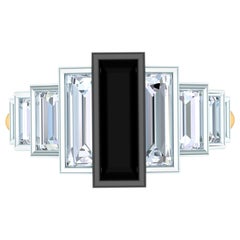 2.5 Carats Baguette Black and White Diamond Cocktail Ring